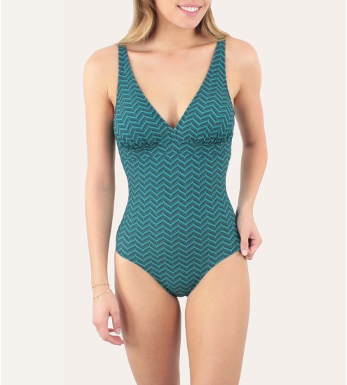 Maillot 1 pièce coupé Lagune 26 Vert Pin