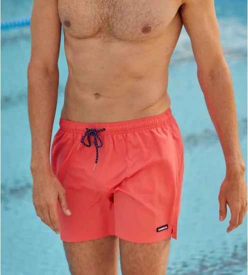 Short de bain uni Corail
