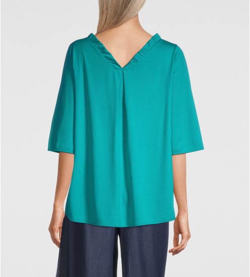 Chemise en coton jersey macramé 491 Turquoise