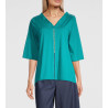 Chemise en coton jersey macramé 491 Turquoise