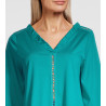 Chemise en coton jersey macramé 491 Turquoise