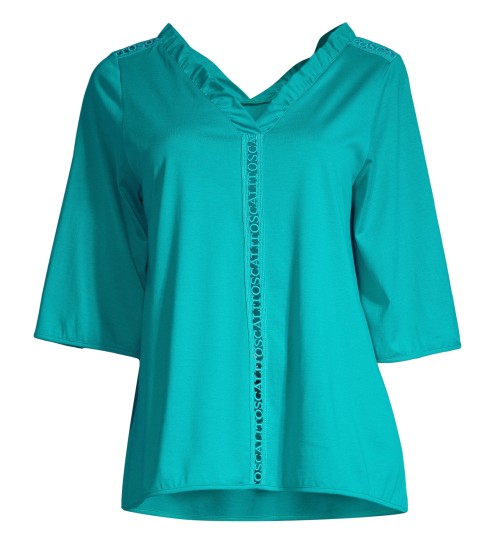 Chemise en coton jersey macramé 491 Turquoise