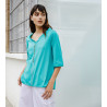 Chemise en coton jersey macramé 491 Turquoise
