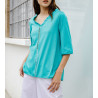 Chemise en coton jersey macramé 491 Turquoise