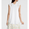 Top en coton jersey macramé 010 Blanc