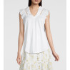 Top en coton jersey macramé 010 Blanc