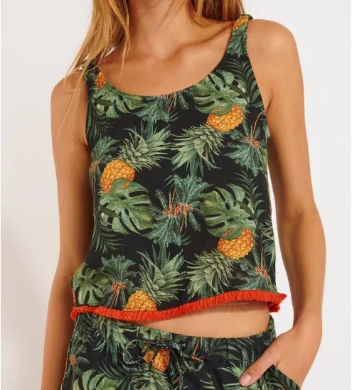 Top effet Lin Oxane Greenery Day Noir KBB01