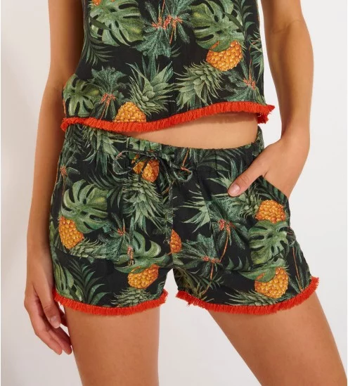 Short effet lin Douglas Greenery Noir KBB01