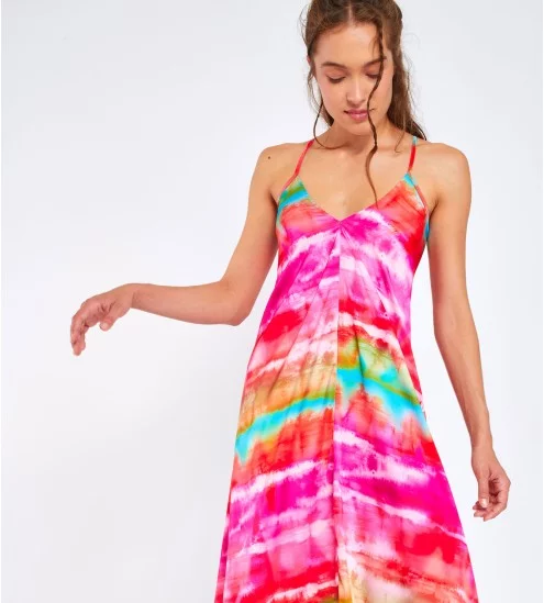 Robe longue OLIANA MERIDADILK Rose LHJ33