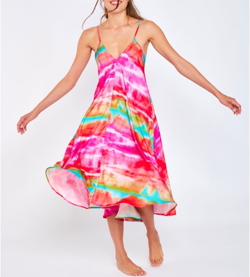 Robe longue OLIANA MERIDADILK Rose LHJ33