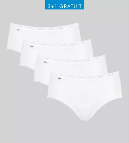 Lot de 4 Sloggi Basic+ Midi BLANC 03