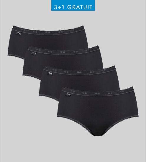 Lot de 4 Sloggi Basic+ Midi NOIR 04