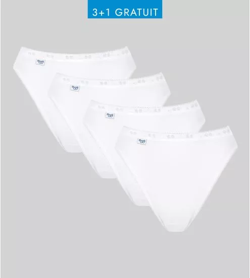 Lot de 4 Sloggi Basic+ Tai BLANC 03