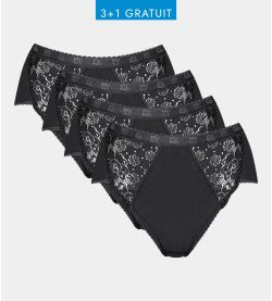 Sloggi femme : Midi Chic lot de 4 NOIR 04