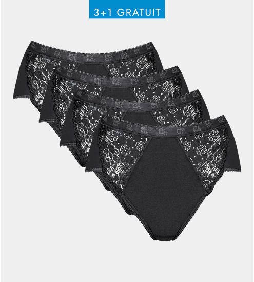 Sloggi femme : Midi Chic lot de 4 NOIR 04
