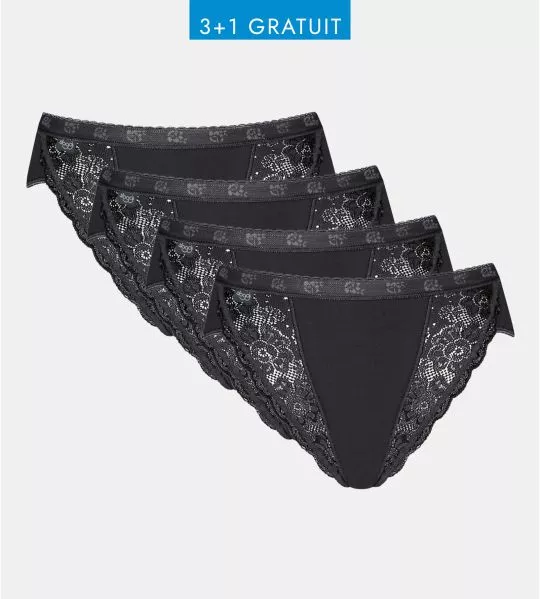 Lot de 4 slips Sloggi Chic Tai NOIR 04