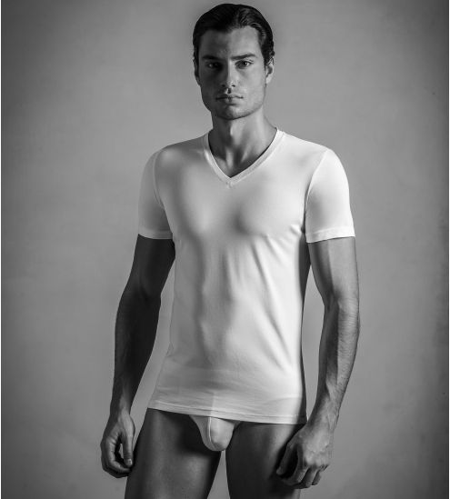 TENCEL SOFT TEE SHIRT V NECK BLANC 003 BLANC