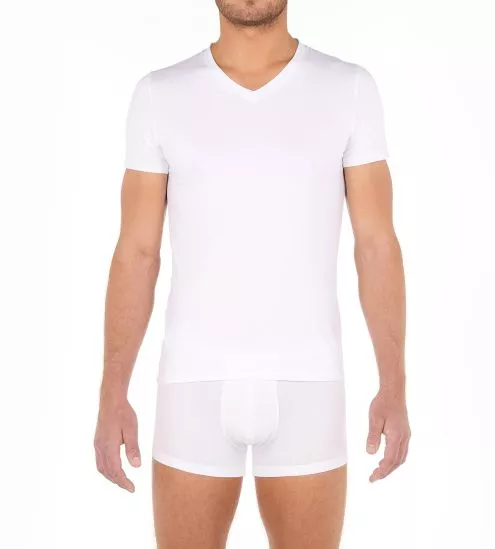 TENCEL SOFT TEE SHIRT V NECK BLANC 003 BLANC