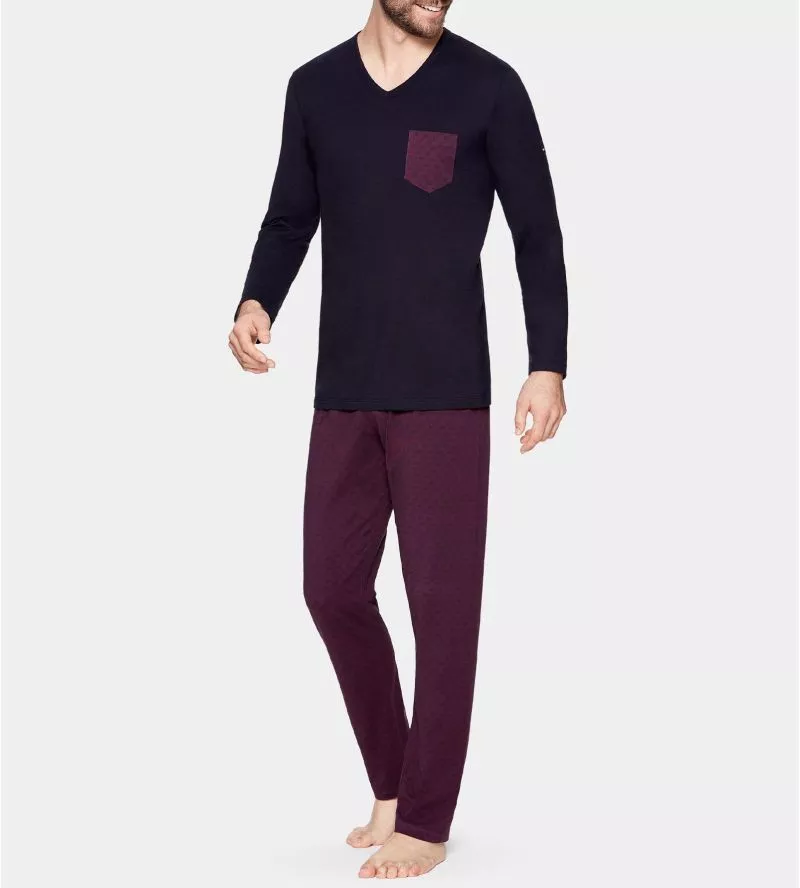 Pyjama long pour homme Bordeaux