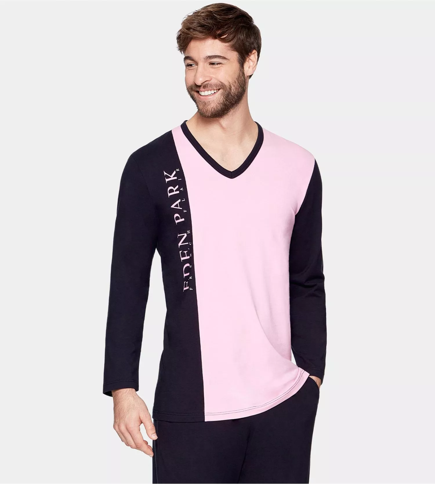 Pyjama bicolore pour homme Marine et Rose EDEN PARK