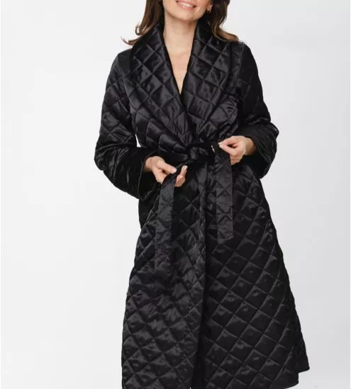 Déshabillé matelassé en satin Rima Noir