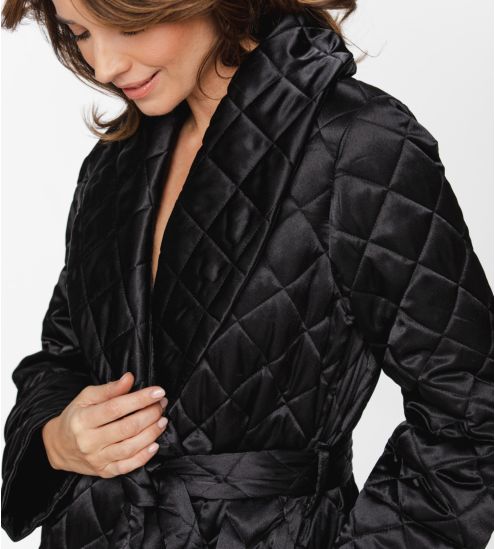 Déshabillé matelassé en satin Rima Noir