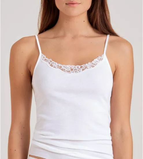 Débardeur à fines bretelles Cotton Desire Blanc