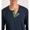 T-shirt Homme Col U Manches Longues Dark Sapphire Bleu