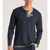 T-shirt Homme Col U Manches Longues Dark Sapphire Bleu