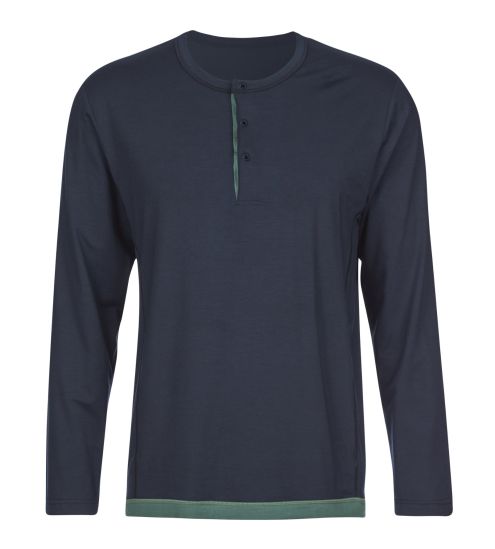 T-shirt Homme Col U Manches Longues Dark Sapphire Bleu