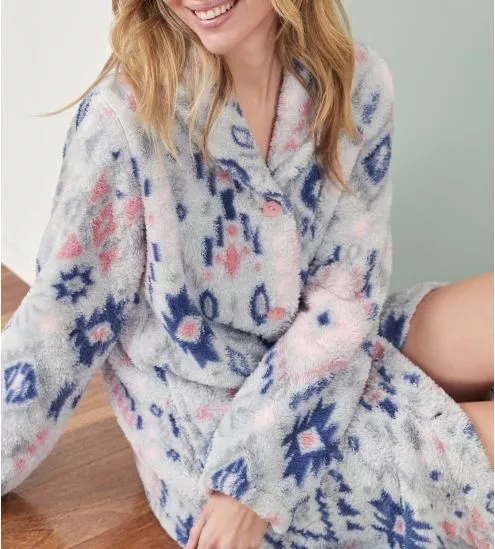 Robe de chambre Boutonnée Pilou Gris