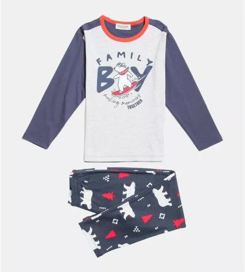 Pyjama Garçon manches longues Noël Bleu