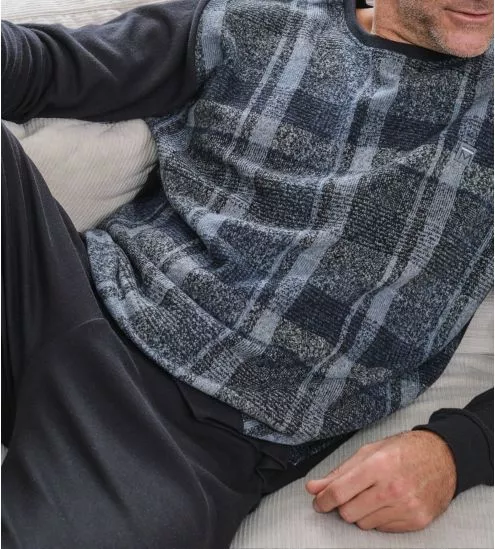 Pyjama Polaire Homme Col Rond Noir