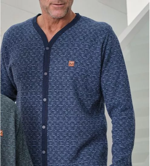 Pyjama chaud Homme Boutonné Bleu