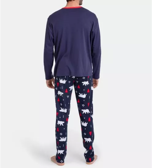 Pyjama Homme manches longues Noël Bleu