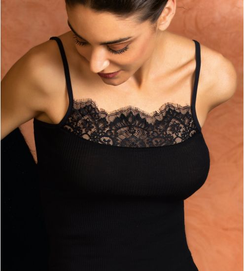 Top en laine et soie PLAISIR CARESSE noir