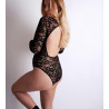 Body zippé dos-nu en dentelle Noir