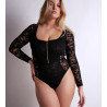 Body zippé dos-nu en dentelle Noir
