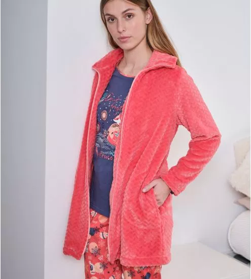 Veste d'intérieur 3/4 Femme Zippée Orange
