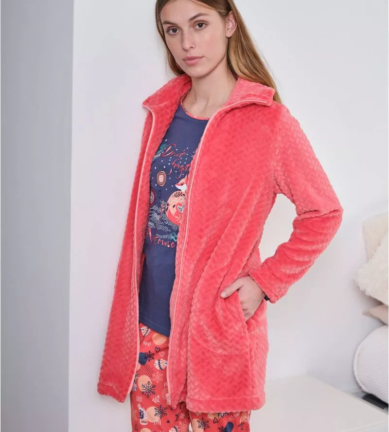 Veste d'intérieur 3/4 Femme Zippée Orange