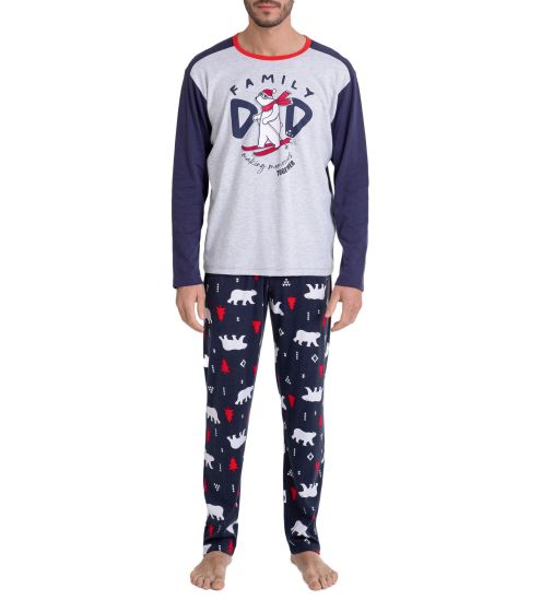 Pyjama Homme manches longues Noël Bleu