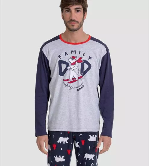 Pyjama Homme manches longues Noël Bleu