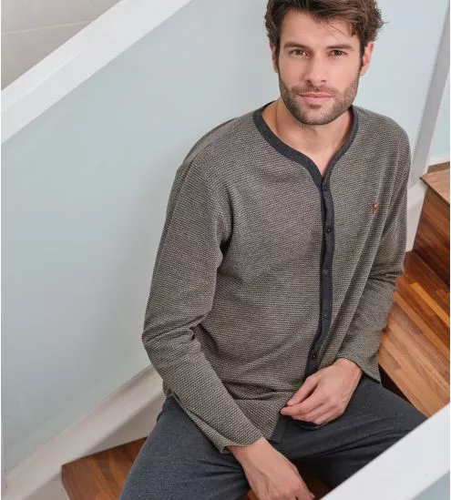 Pyjama chaud Homme Boutonné Gris