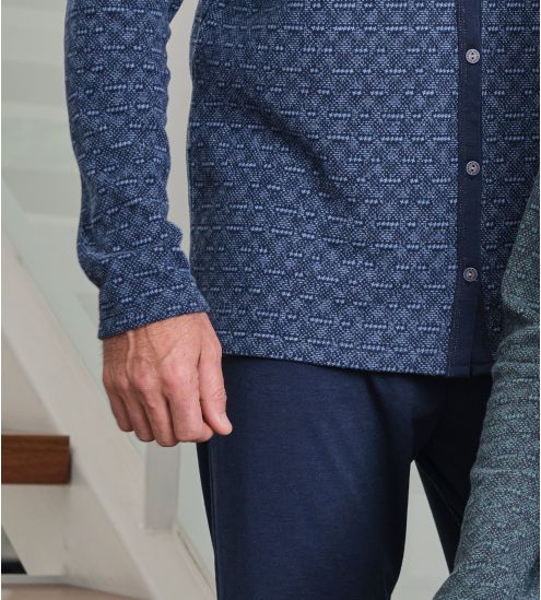 Pyjama chaud Homme Boutonné Bleu