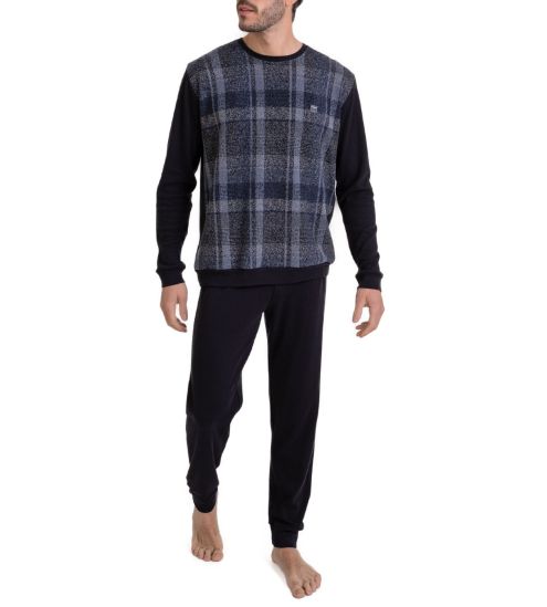 Pyjama Polaire Homme Col Rond Noir