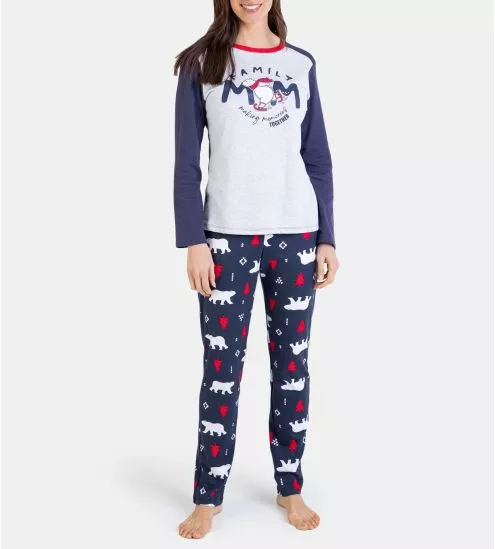 Pyjama Femme à manches longues Noël Bleu