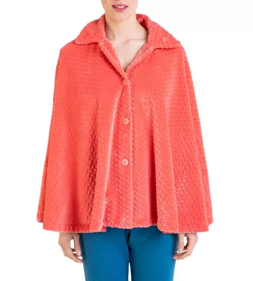 Cape d'intérieur boutonnée Velours Orange