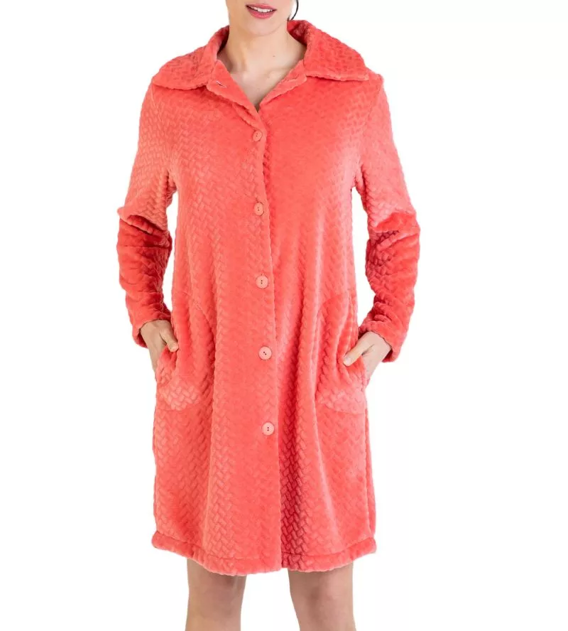 Robe de chambre boutonnée Velours Orange