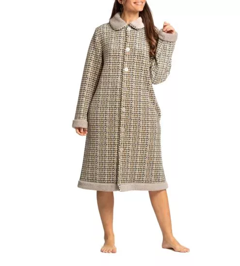 Robe de chambre boutonnée en velours Tostado
