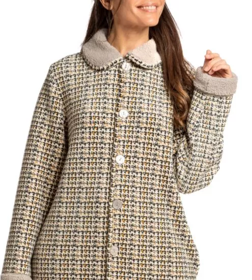 Robe de chambre boutonnée en velours Tostado